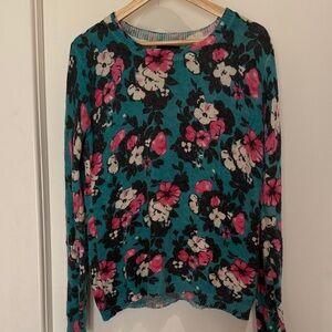 Forever 21 Floral Sweater - Teal and Pink